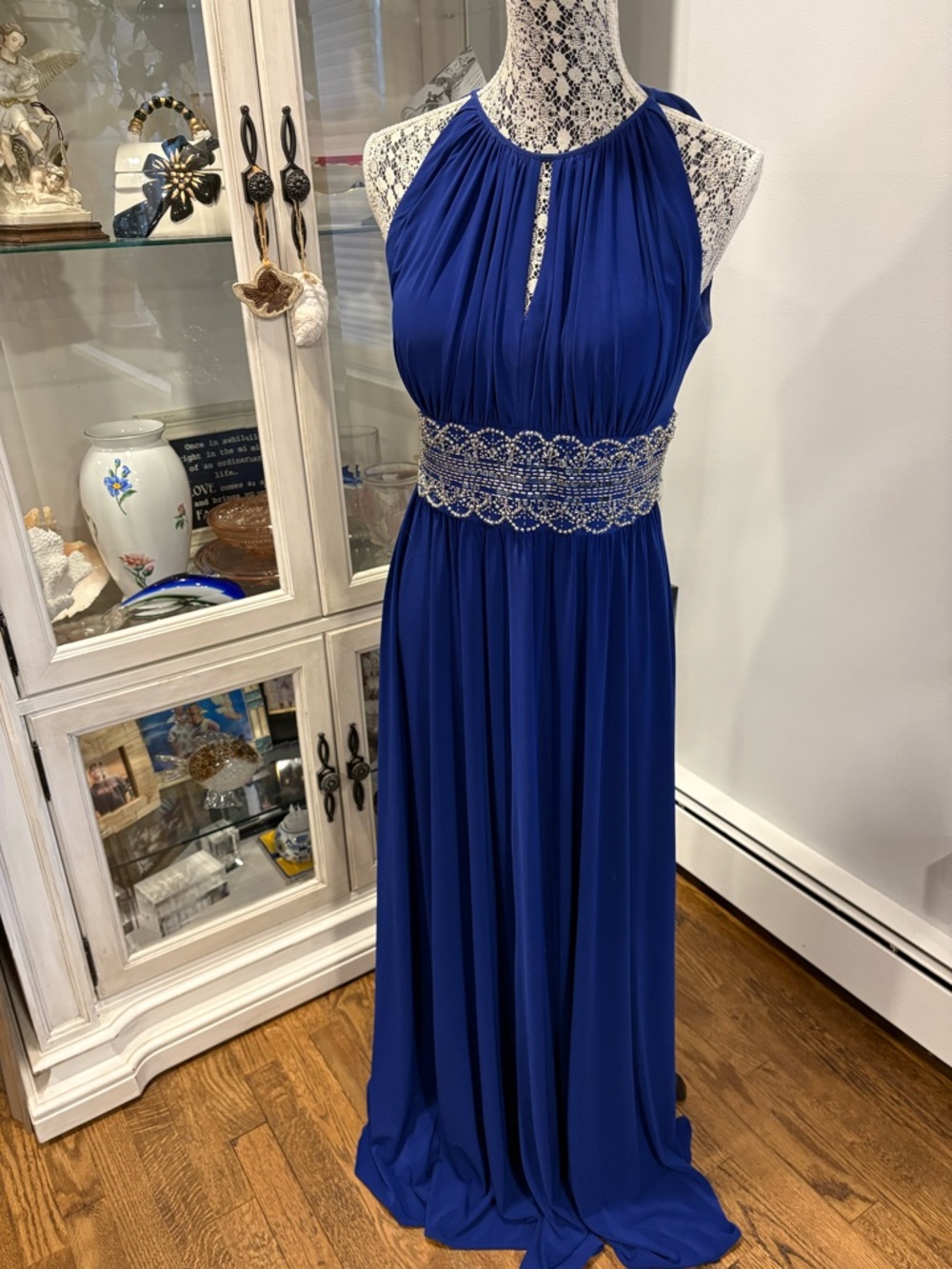 R&M Richards Cobalt Blue Halter Maxi Dress